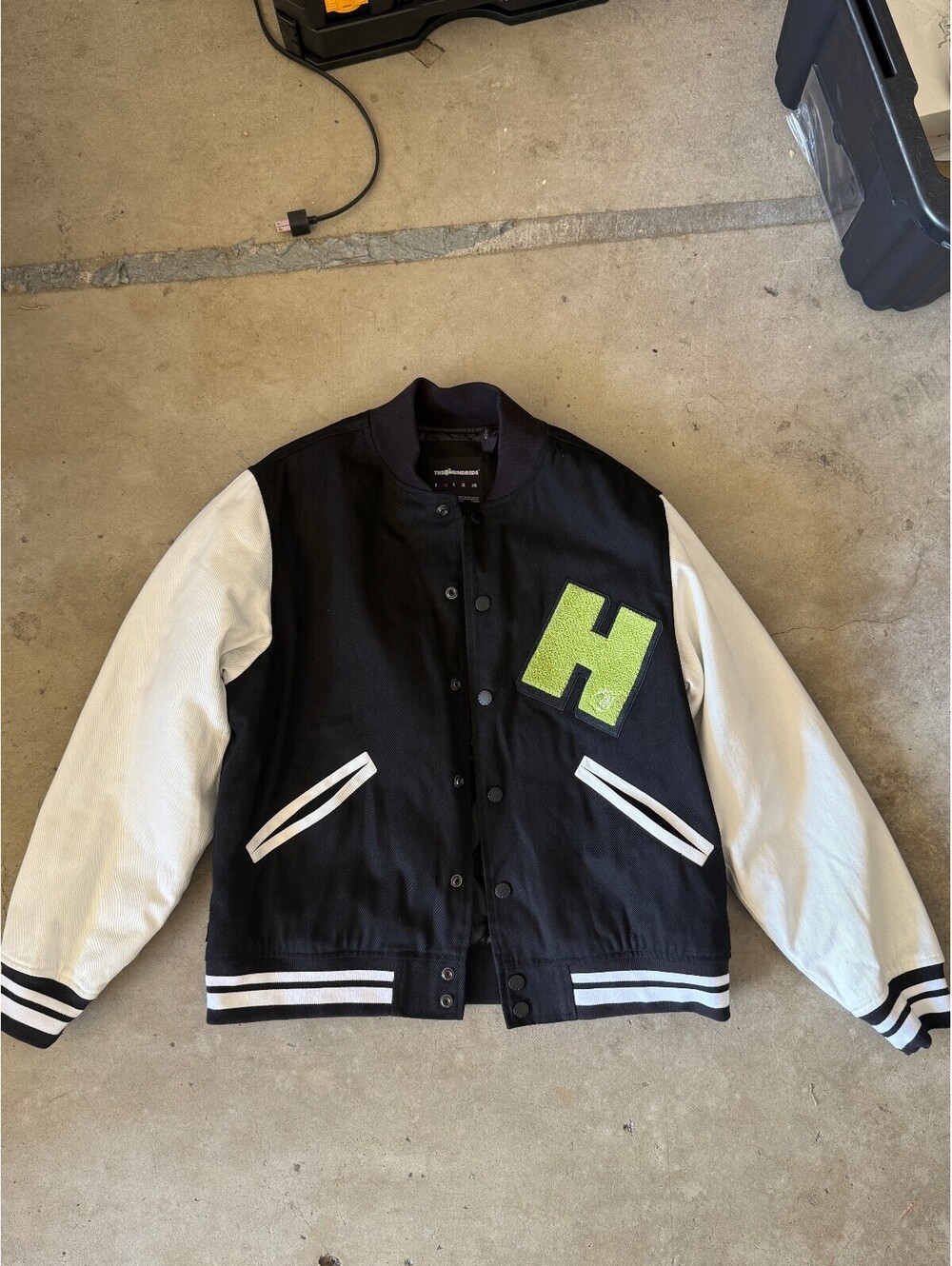 The Hundreds Varsity Jacket Black White Green  Medium